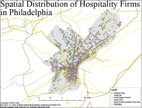 Chart of distribution of Philadelphia hospitality firms