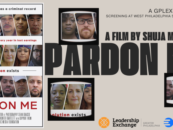 Pardon Me by Shuja Moore screening flyer which includes film promo graphic. 
